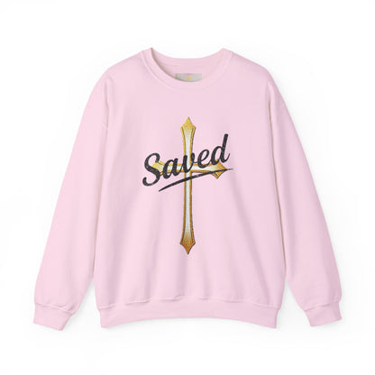 Saved Women’s Sweatshirt – Christian Faith Apparel with Cross & John 3:16