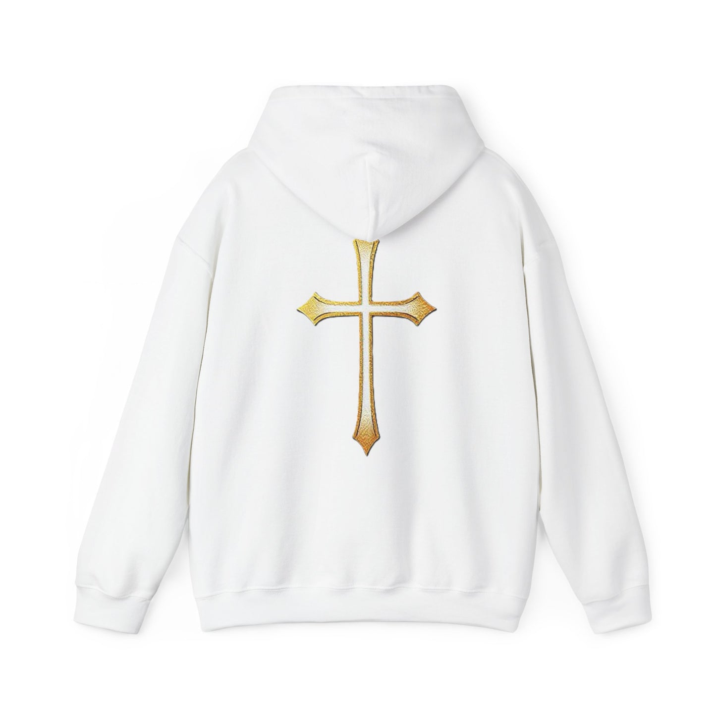 Women’s Gold Cross Hoodie – Christian Faith Hoodie with Front & Back Design
