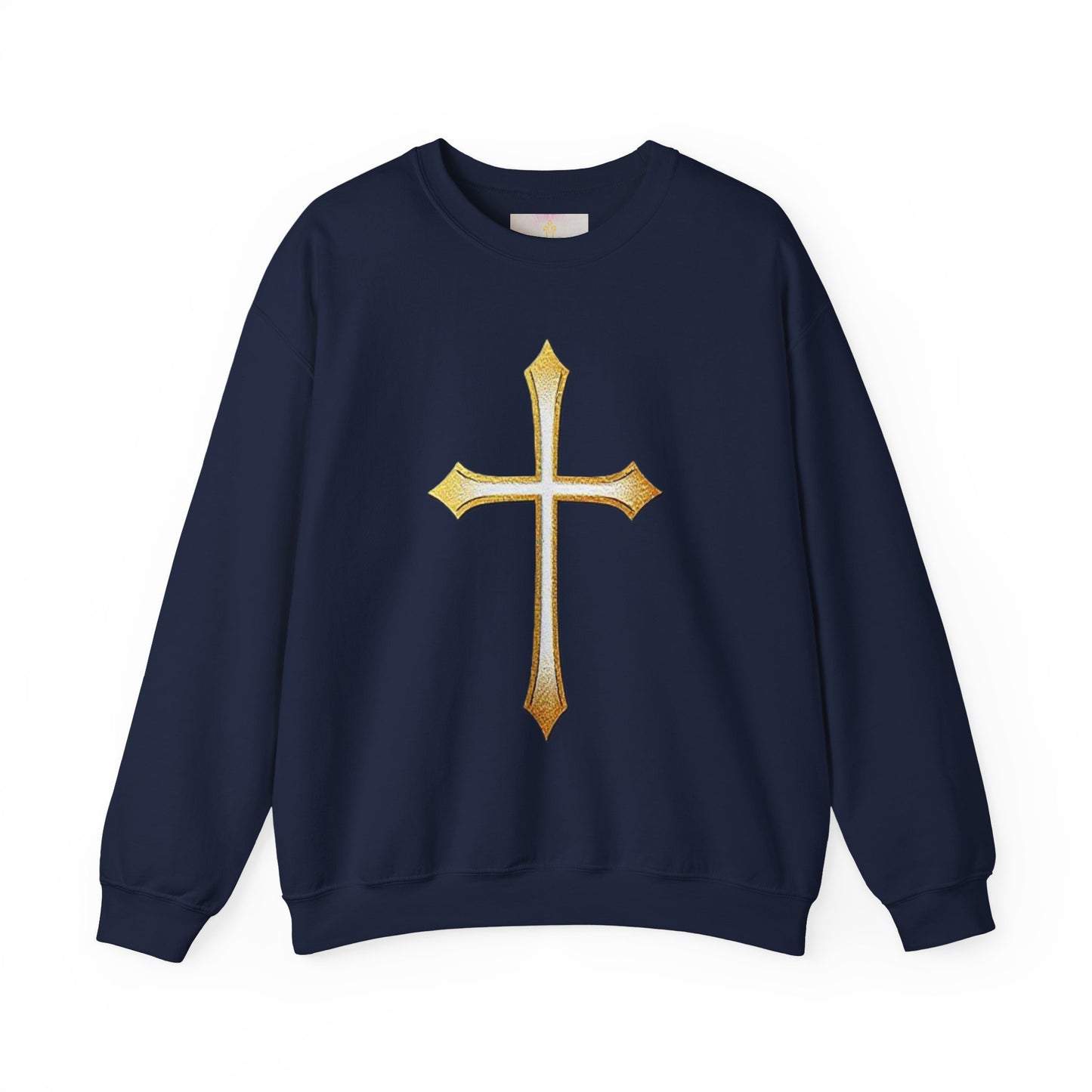 Men’s Gold Cross Sweatshirt – Bold Christian Faith Apparel