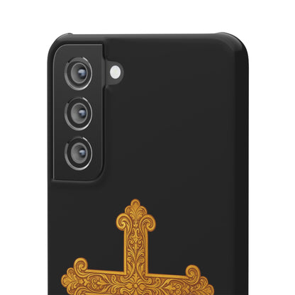 Black Samsung Snap Case – Gold Cross Design