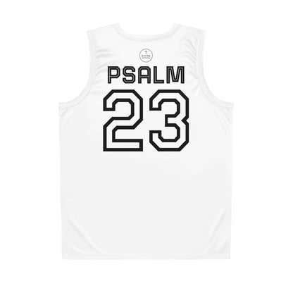 Psalm 23 Men's Basketball Jersey (White) – Faith in Every Play