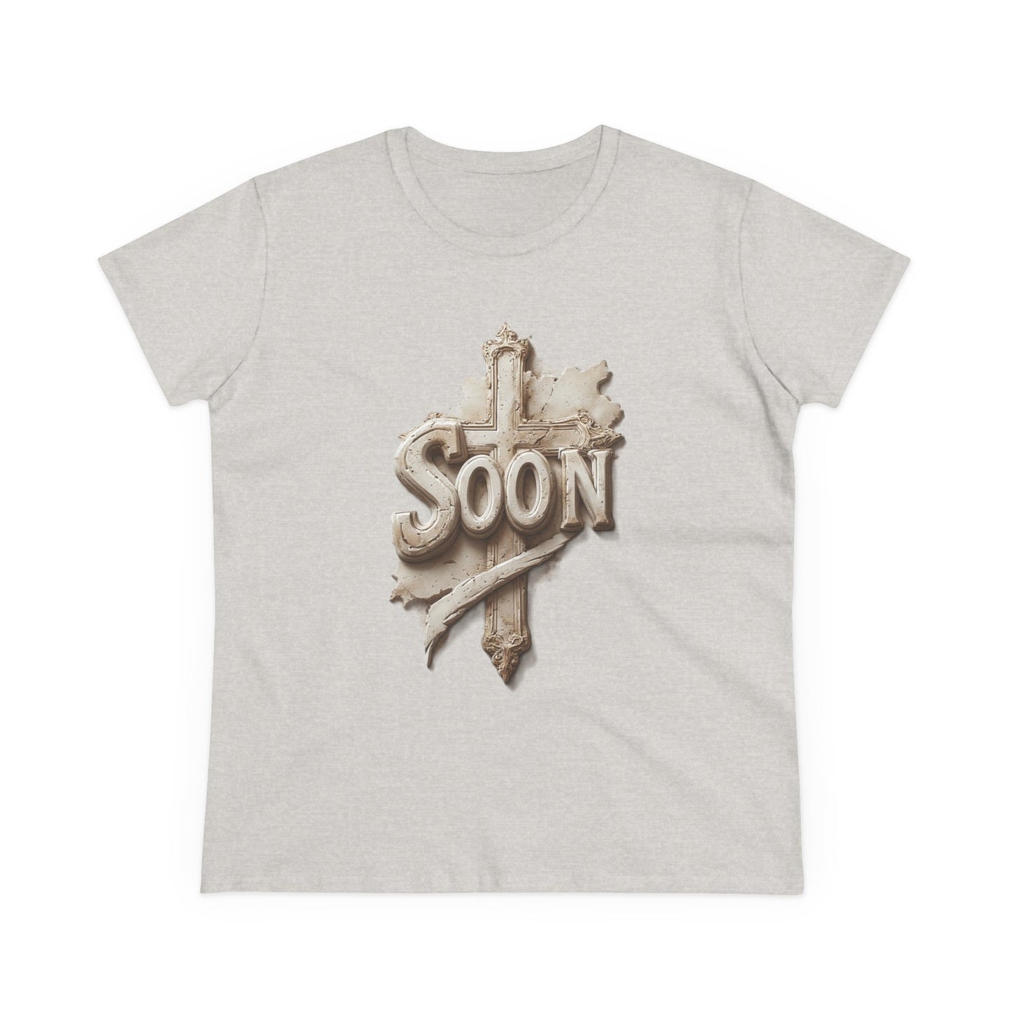 “Soon” Cross Women’s Christian Tee – Bold Faith Made Beautiful