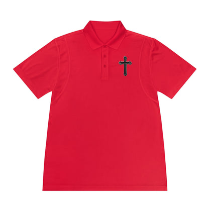 Men’s Black Cross Polo Shirt – Classic Faith-Inspired Style