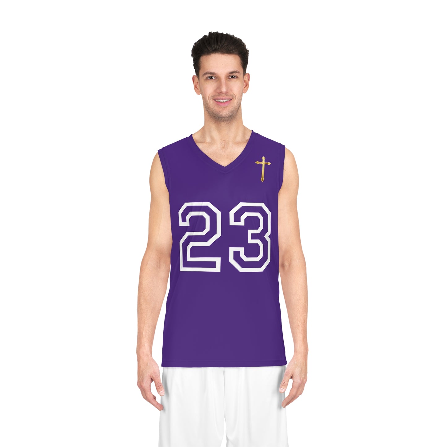 Psalm 23 Men's Basketball Jersey (Purple) – Faith in Every Play