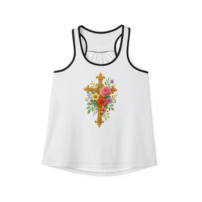 Floral Cross Women’s Christian Tank Top – Beauty in the Power of the Cross
