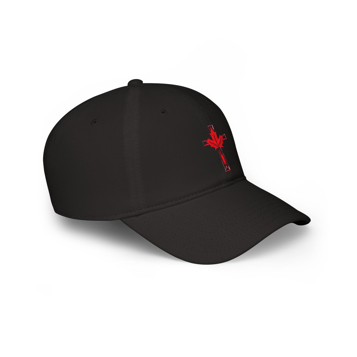 Canadian Cross Low Profile Baseball Cap – Christian Maple Leaf Hat for Faith & Country