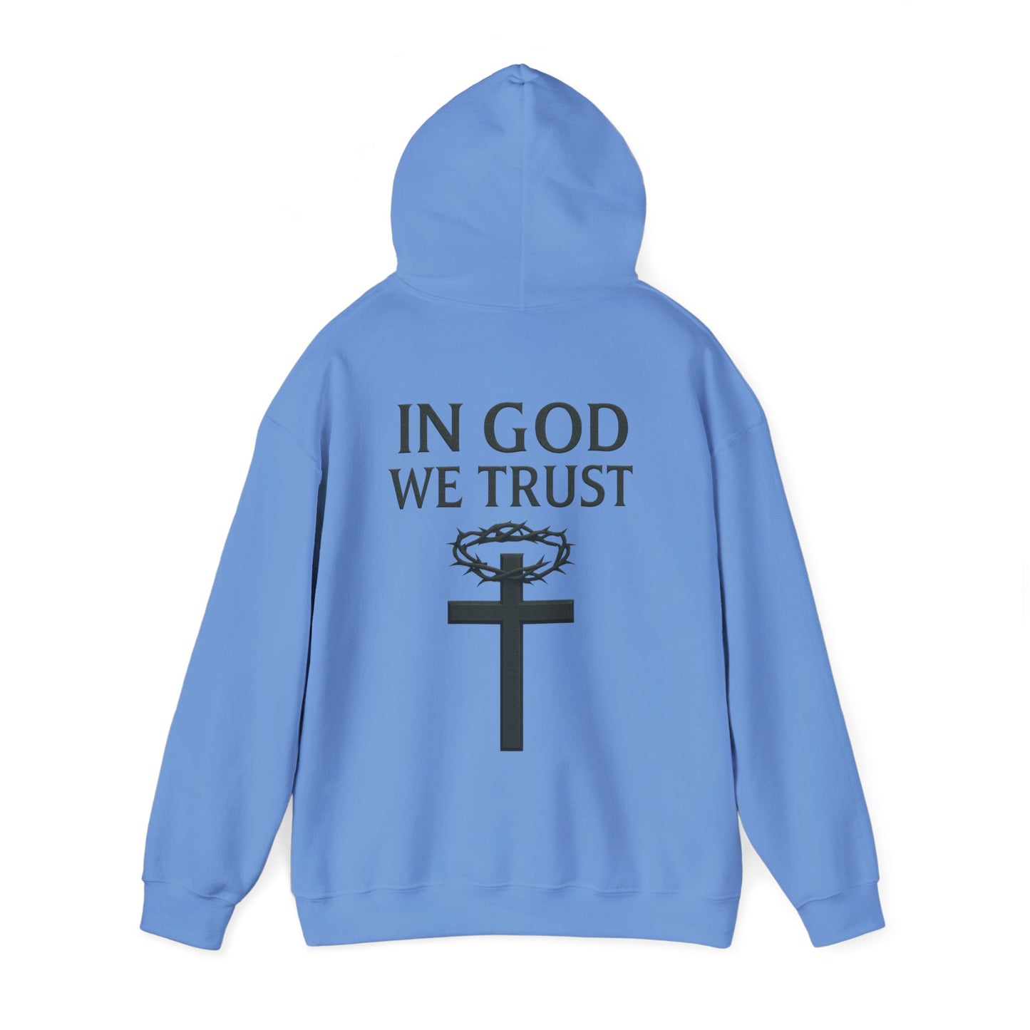 In God We Trust – Men’s Christian Hoodie with Cross & Crown of Thorns