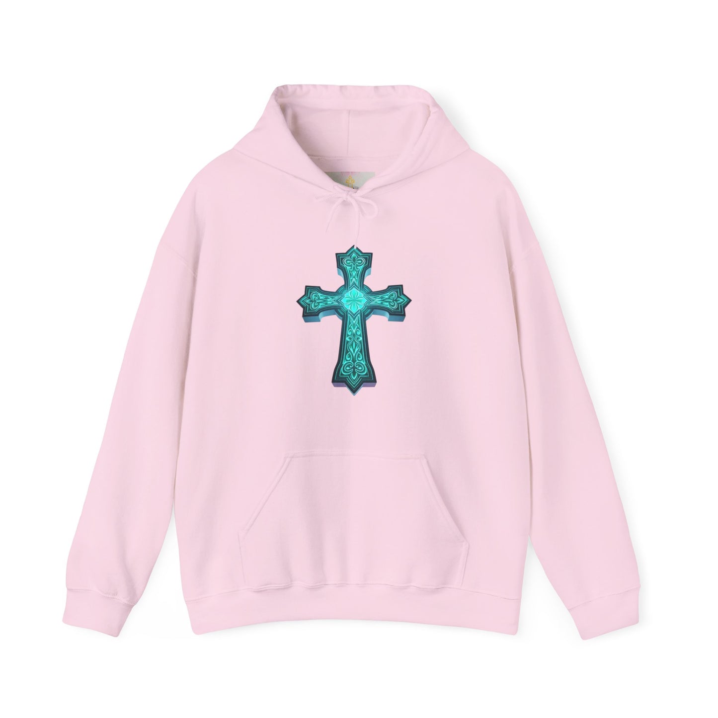 Women’s Heavenly Glow Hoodie – Luminous Cross Christian Design