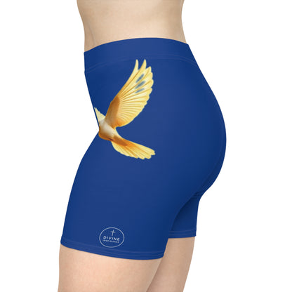 Golden Dove Women’s Biking Shorts in Blue – Spirit of Peace and Power