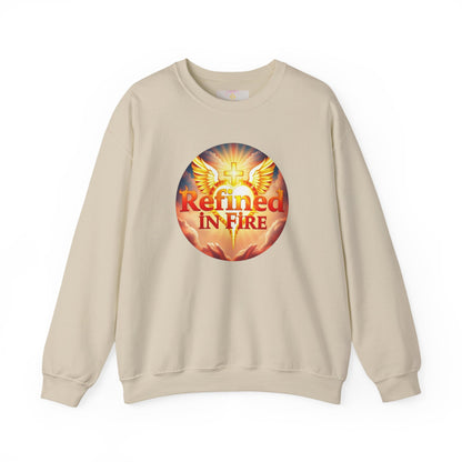 Men’s “Refined in Fire” Christian Sweatshirt – Bold Flame Design Pullover
