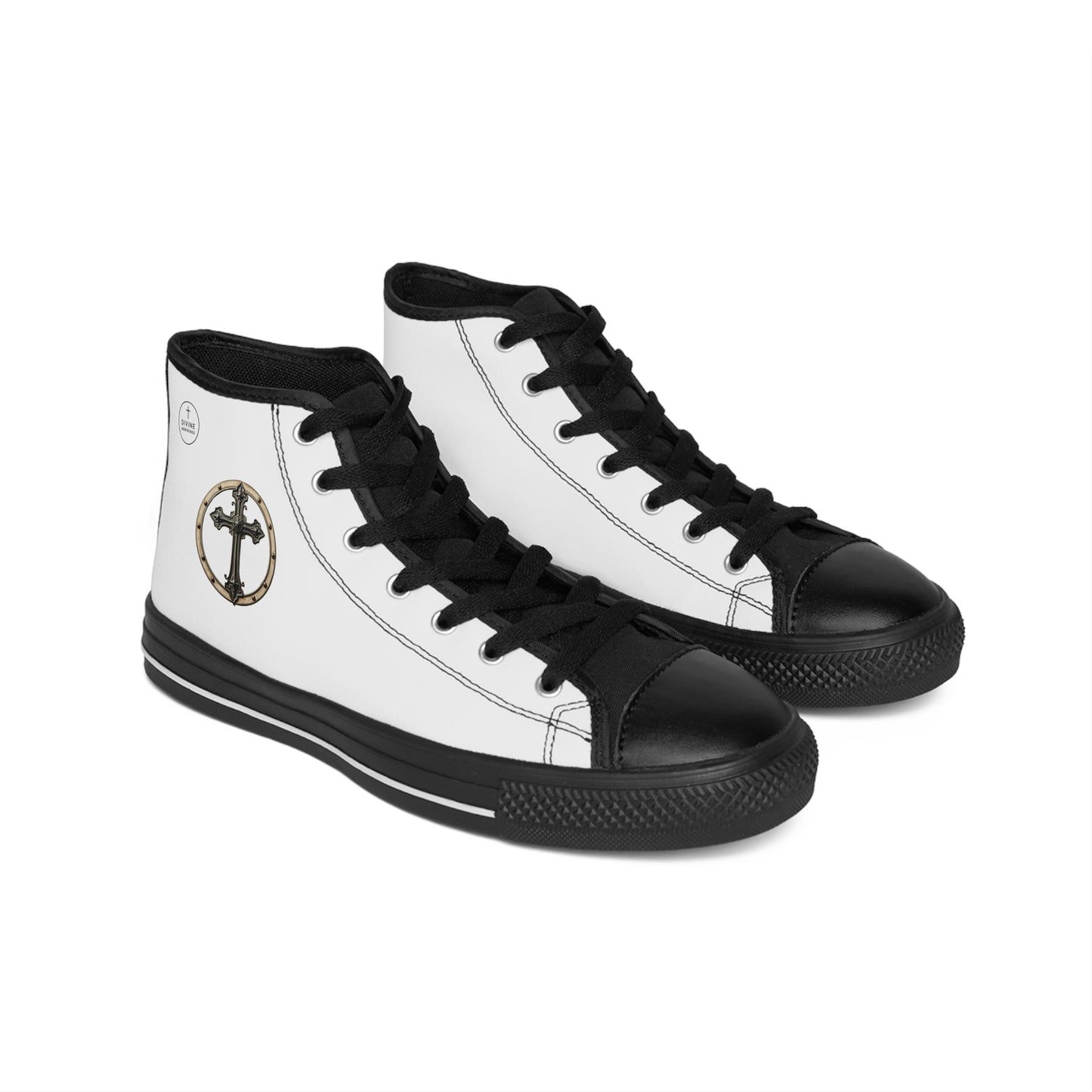 Shield of the Cross – Men’s Warrior High-Top Sneakers with Iron-Ring Emblem