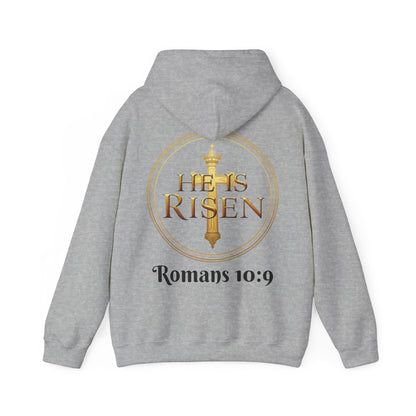 He Is Risen Christian Hoodie – Men’s Bold Faith Streetwear (Dark Lettering)