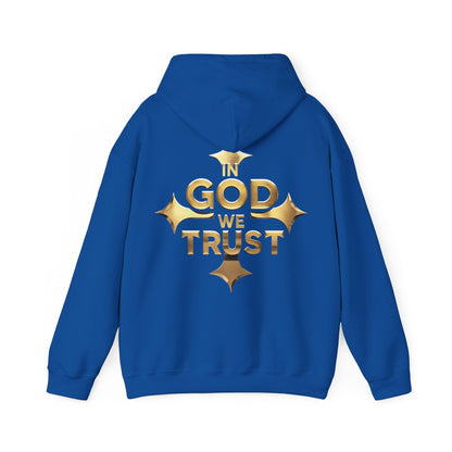 Bold Faith in Gold – “In God We Trust” Christian Men’s Hoodie