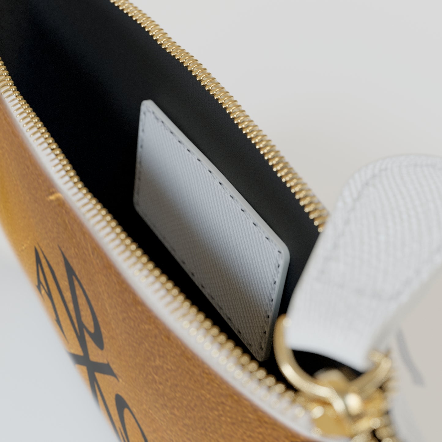 “Divine Majesty” | Women’s Mini Clutch – Black Chi Rho on Molten Gold
