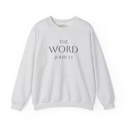 “The Word Eternal” – Men’s Christian Sweatshirt with Bold Dark Lettering (John 1:1)