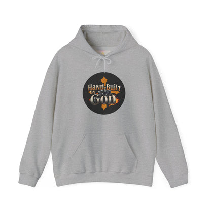Hand Built by God Men’s Christian Hoodie – Cross & Engine Design