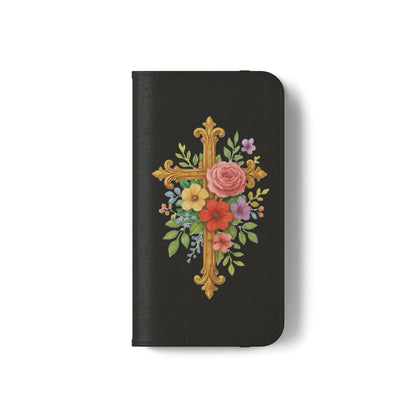 Floral Cross Wallet (black) Case for iPhone – Faith in Bloom
