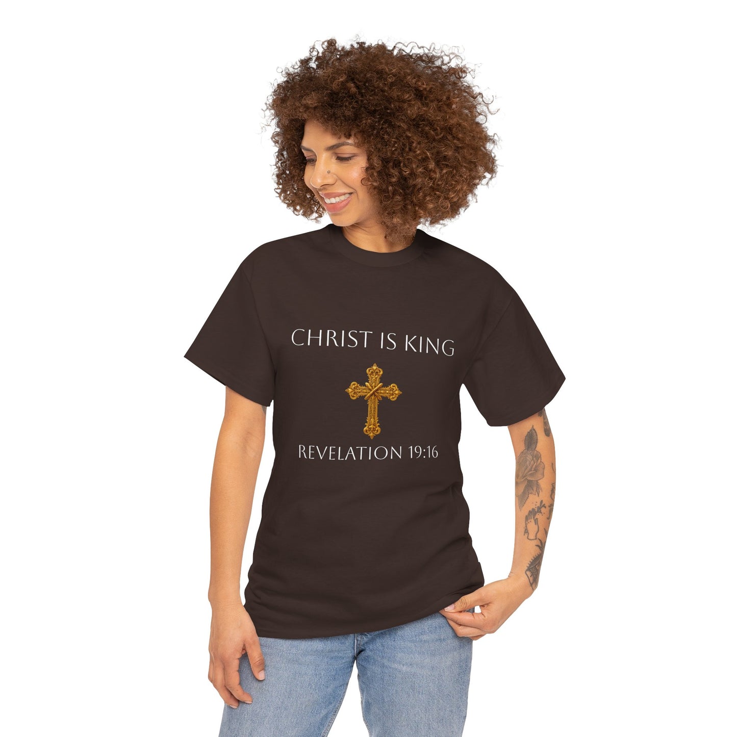 Christ is King Women’s Christian Tee (White Lettering)