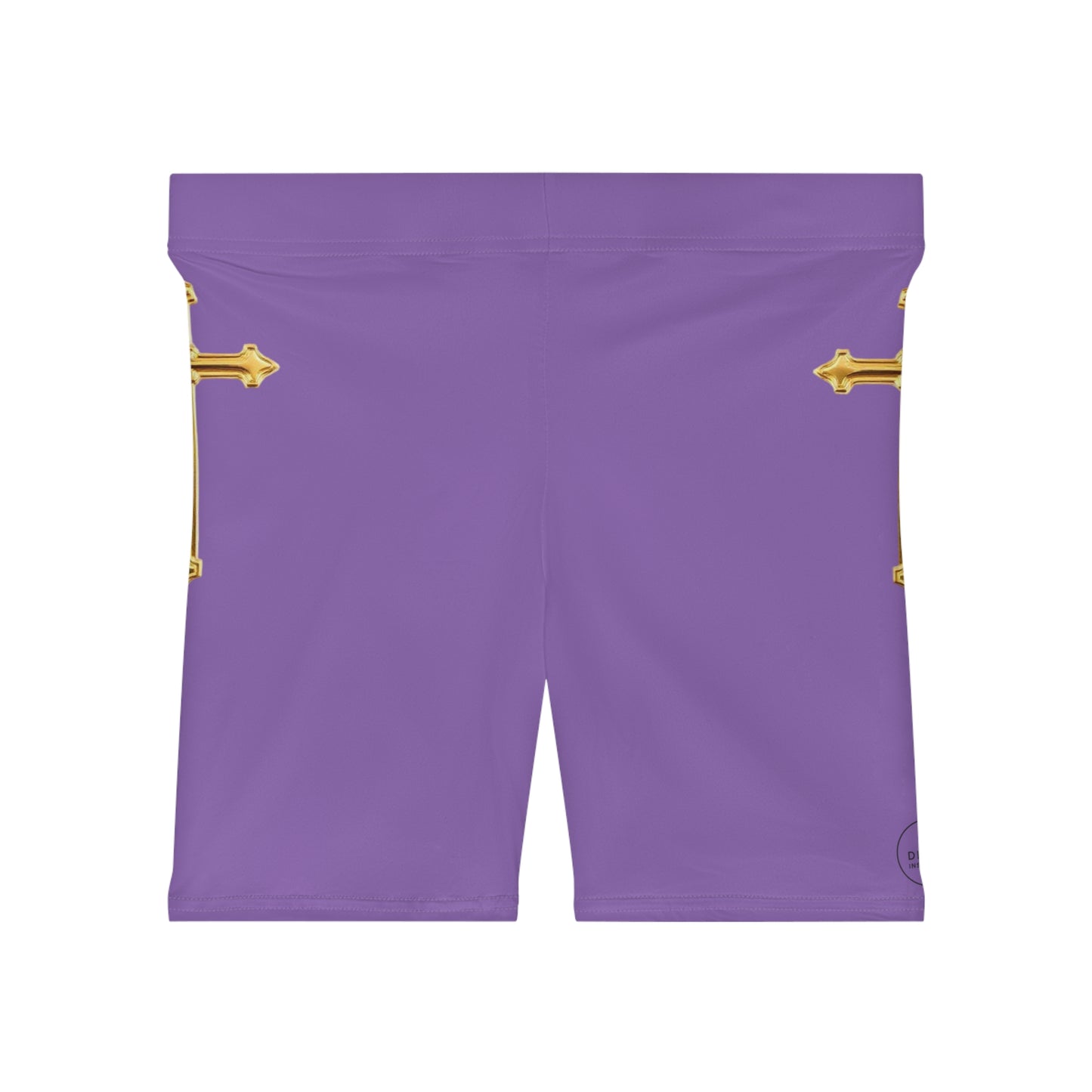 Gold Cross Women’s Biking Shorts in Purple – Symbol of Eternal Victory