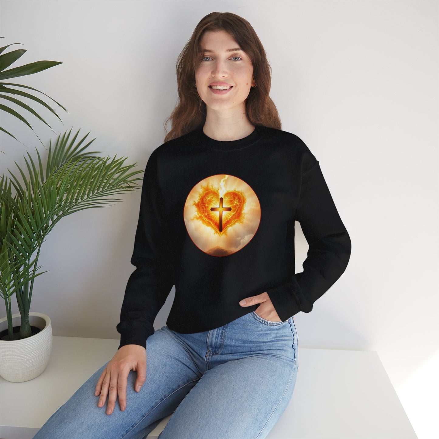Women’s Sacred Heart Christian Sweatshirt – Symbol of Divine Love Pullover