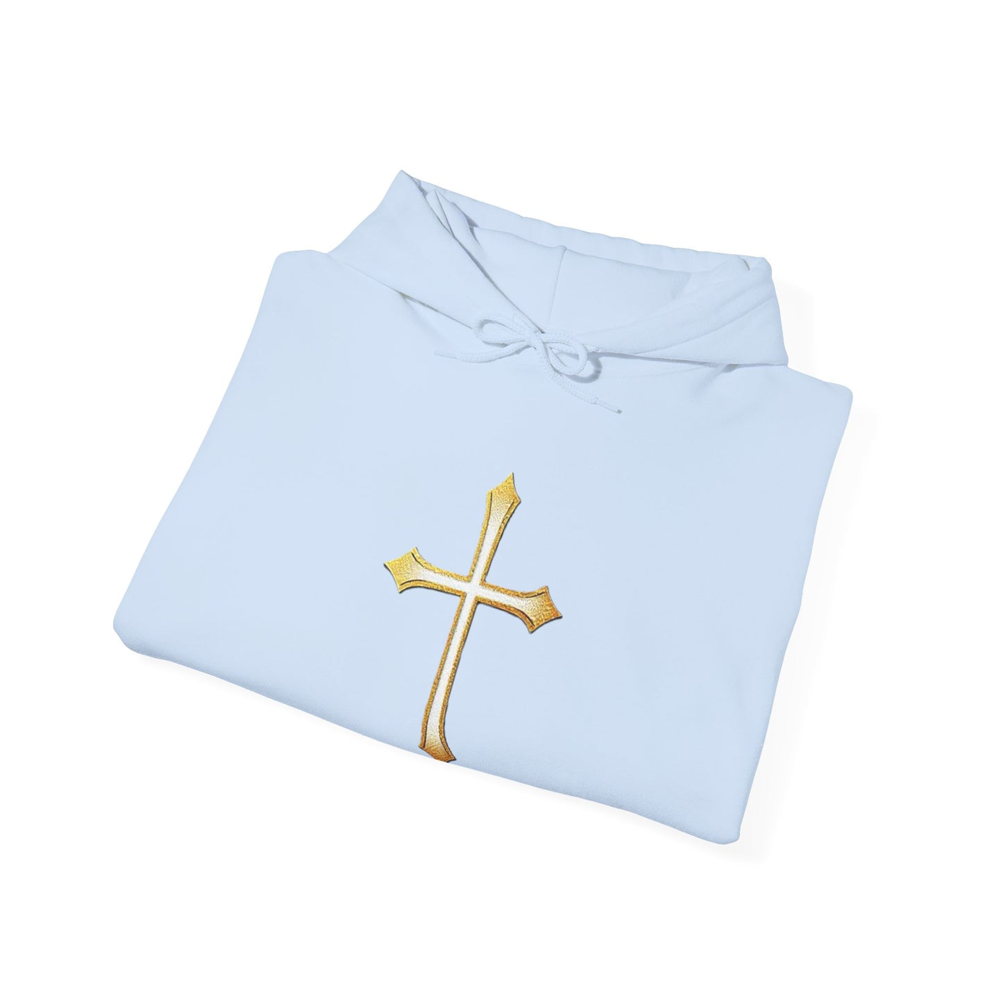 Men’s Gold Cross Hoodie – Bold Christian Faith Hoodie with Front & Back Design