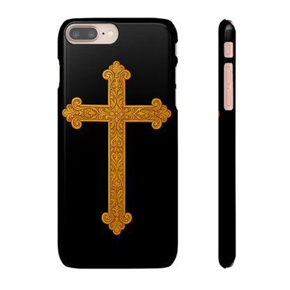 Black iPhone Snap Case – Gold Cross Design