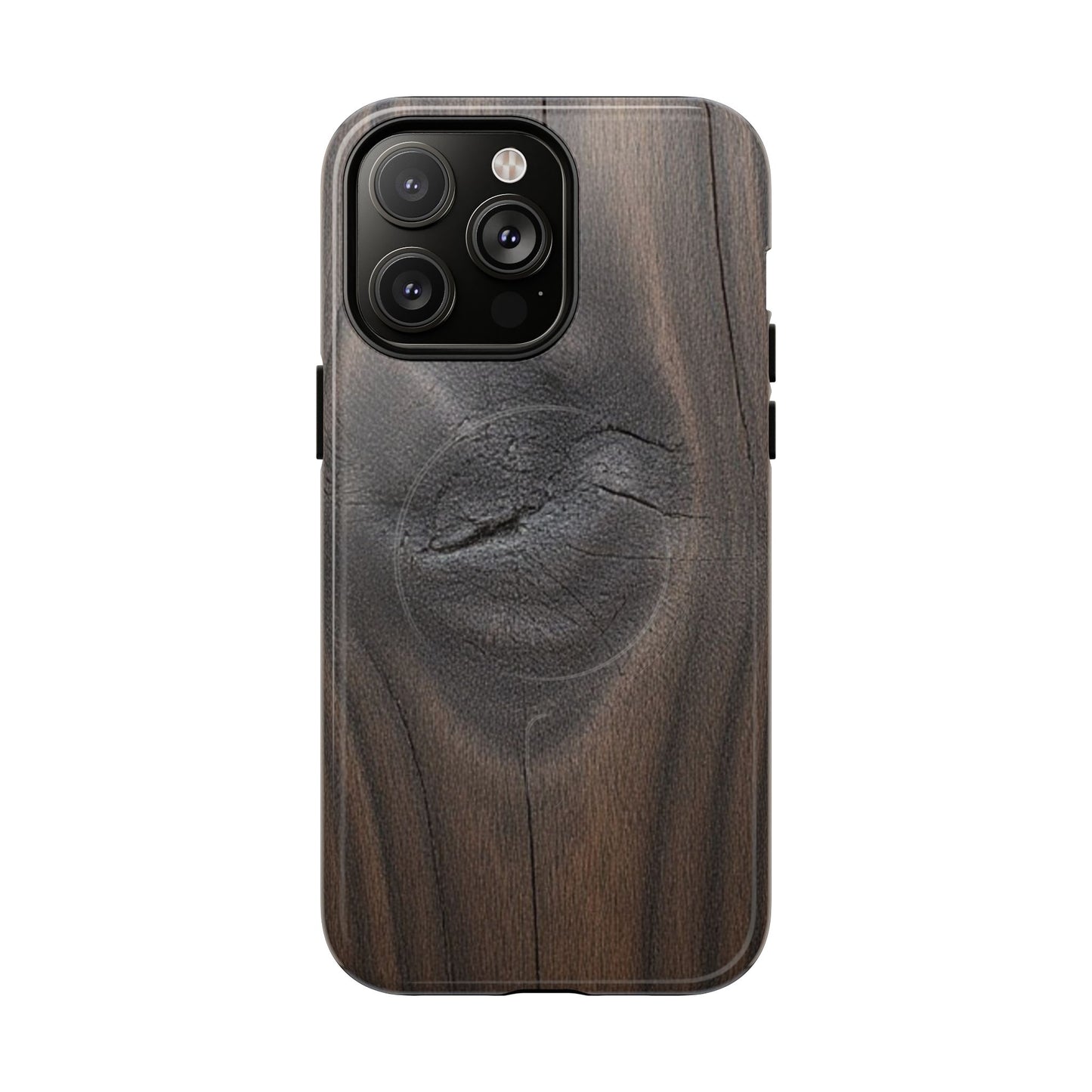 Faith Rooted in Strength – Dark Wood Grain iPhone Magnetic Tough Case