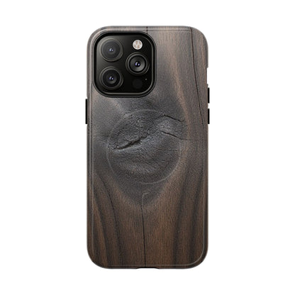 Faith Rooted in Strength – Dark Wood Grain iPhone Magnetic Tough Case