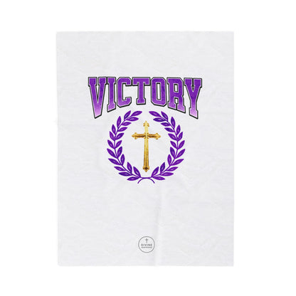 Victory in Christ Plush Velveteen Blanket