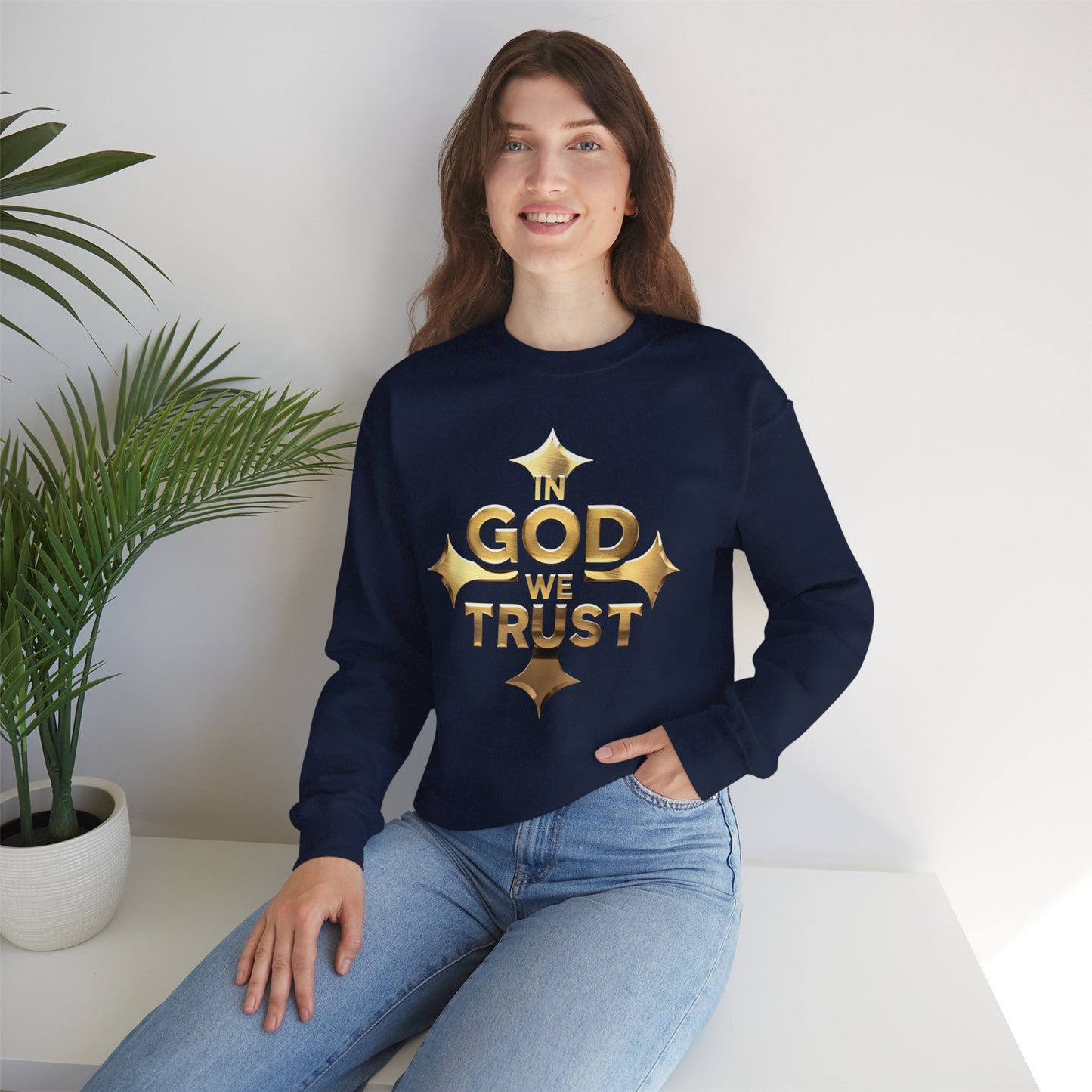 Golden Grace – “In God We Trust” Christian Women’s Sweatshirt
