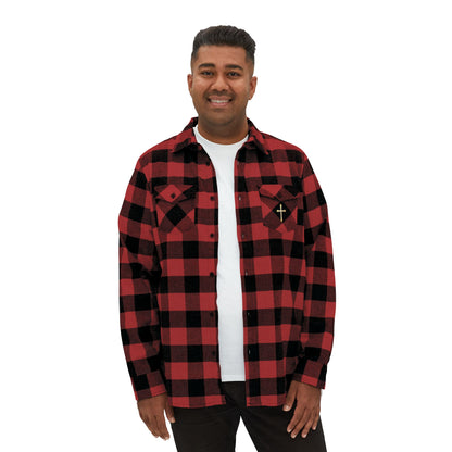 Faithful Threads – Men’s Classic Flannel Shirt with Gold Cross