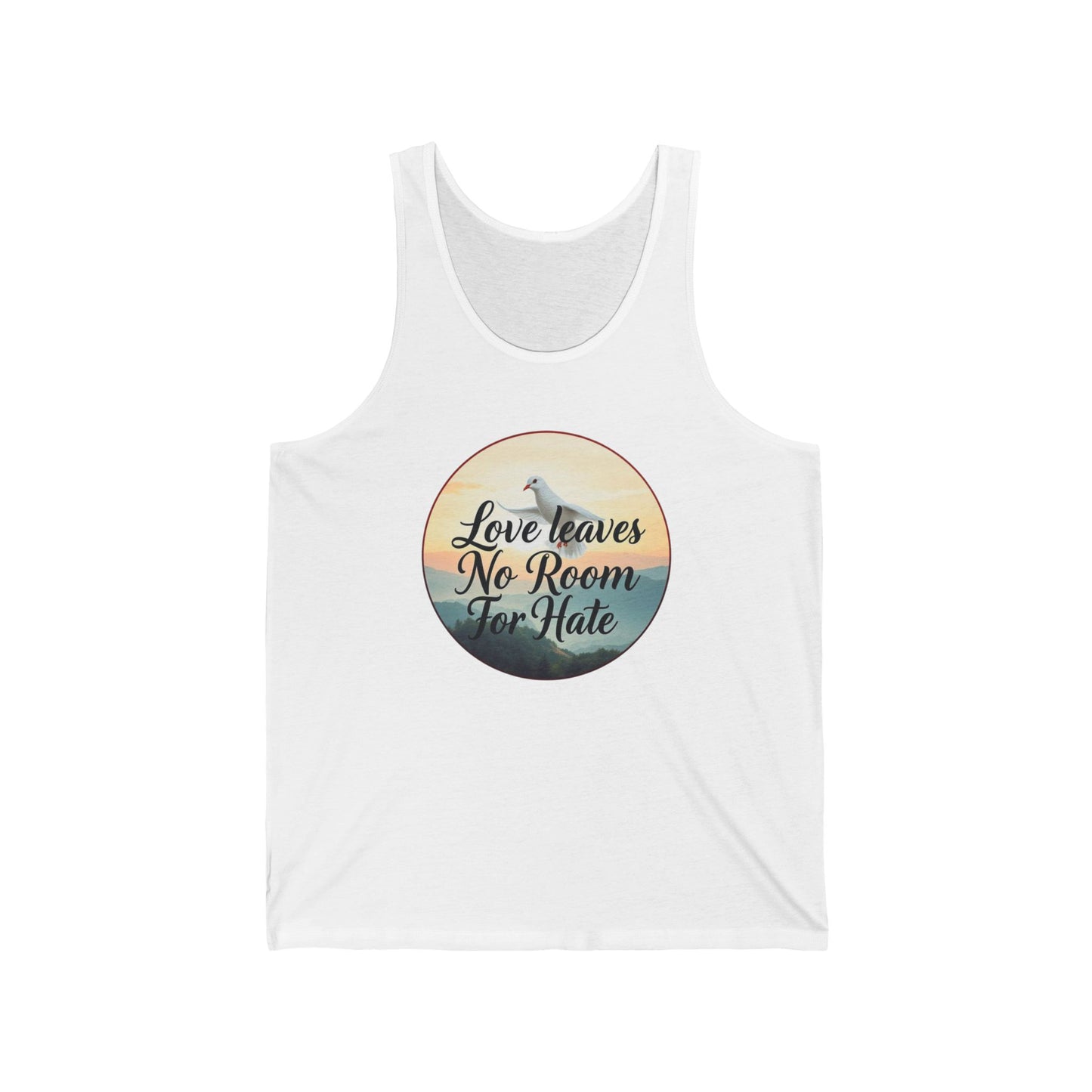 Women’s Christian Tank Top – Love Leaves No Room For Hate Dove Design – Faith & Peace Wear