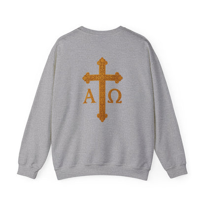Christ is King – Men’s Christian Sweatshirt with Crowned Lion & Cross