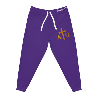 Men’s Alpha & Omega Jogger Pants in Purple – Comfortable Faith-Inspired Style