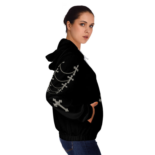 Silver Sanctuary Zip-Up Hoodie in Black - Christian Apparel