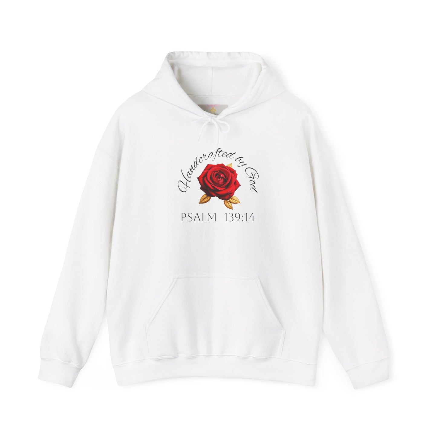 Handcrafted by God Rose Women's Hoodie – Christian Apparel (Dark Lettering)