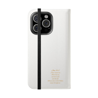 White Chi Rho Folding Case for iPhone – Faith in Every Step