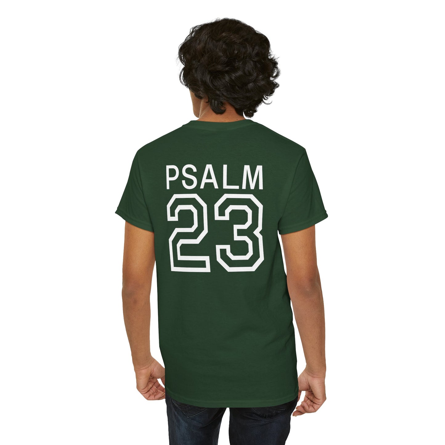 Psalm 23 Men’s T-Shirt – Inspired Sports-Style Shirt (White Numbering)