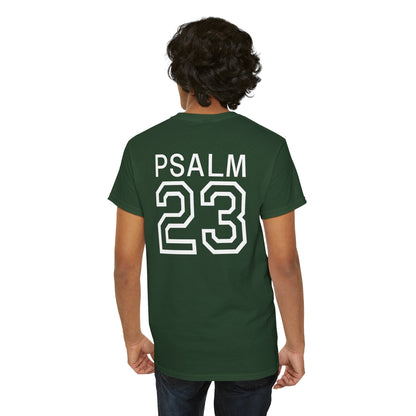 Psalm 23 Men’s T-Shirt – Inspired Sports-Style Shirt (White Numbering)