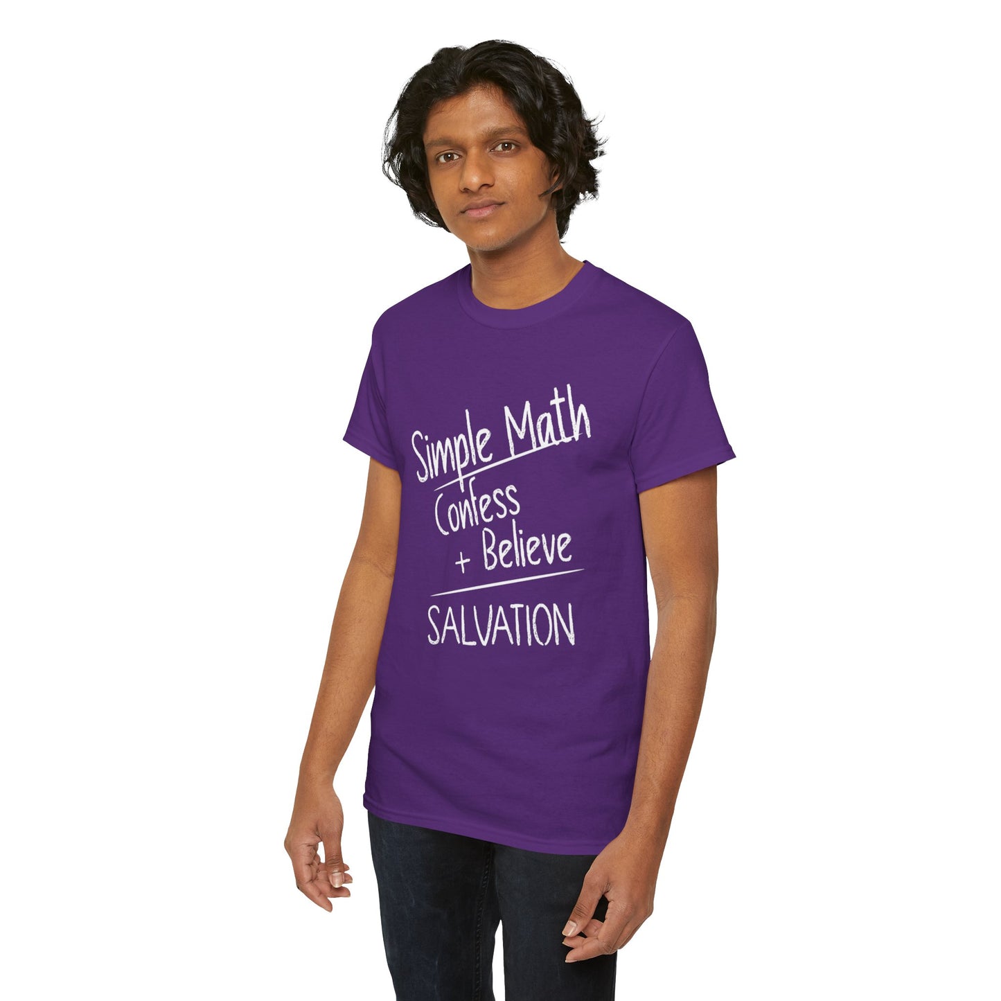 Simple Math of Salvation Men’s Christian T-Shirt (White Chalk)