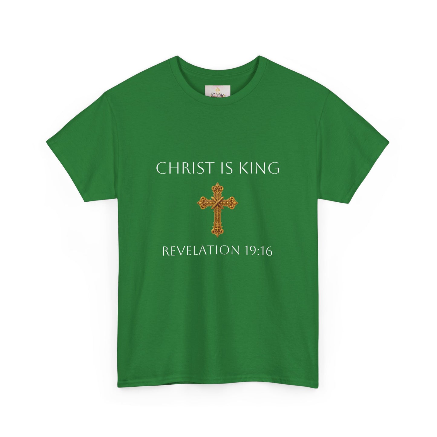 King of Kings, Lord of Lords Men’s Scripture Tee – Christ is King (Revelation 19:16) (White Lettering)