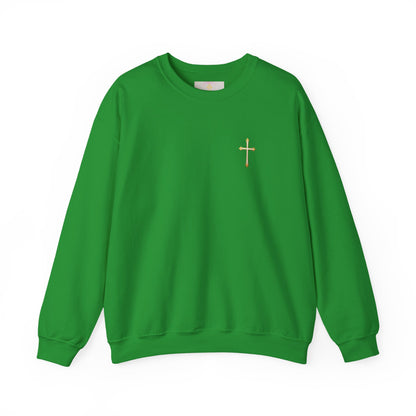 Men’s Elegance w/ Gold Cross Sweatshirt – Subtle Christian Faith Apparel