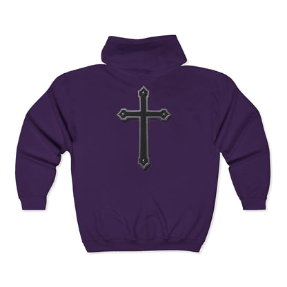 Men’s Black Cross Zip-Up Hoodie – Everyday Faith & Comfort