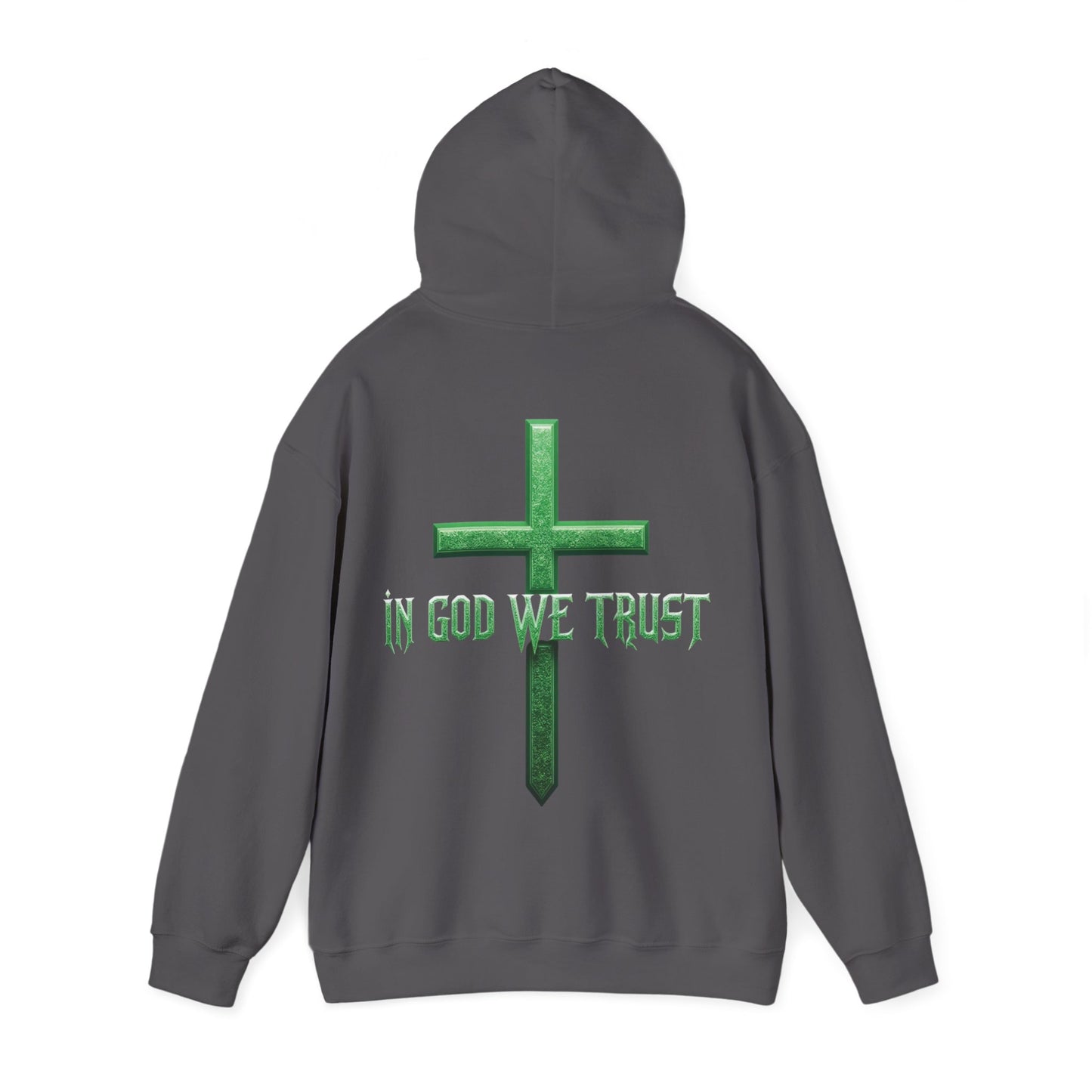 Stand Firm – Men’s Christian Hoodie with “In God We Trust” Cross Design