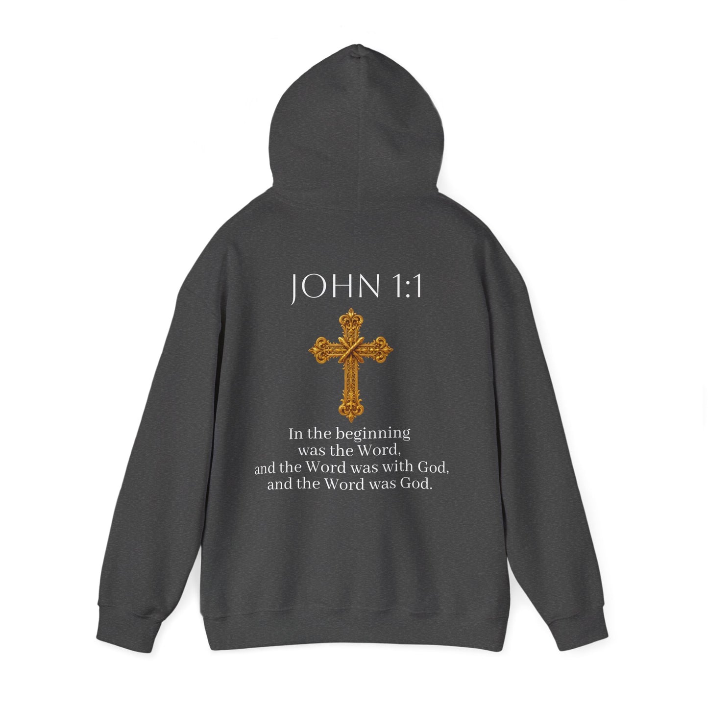 “The Word Eternal” – Men’s Christian Hoodie with White Lettering (John 1:1)