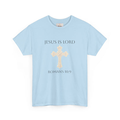 Speak It. Believe It. Saved. – Women’s Jesus Is Lord Tee (Romans 10:9) (White Lettering)