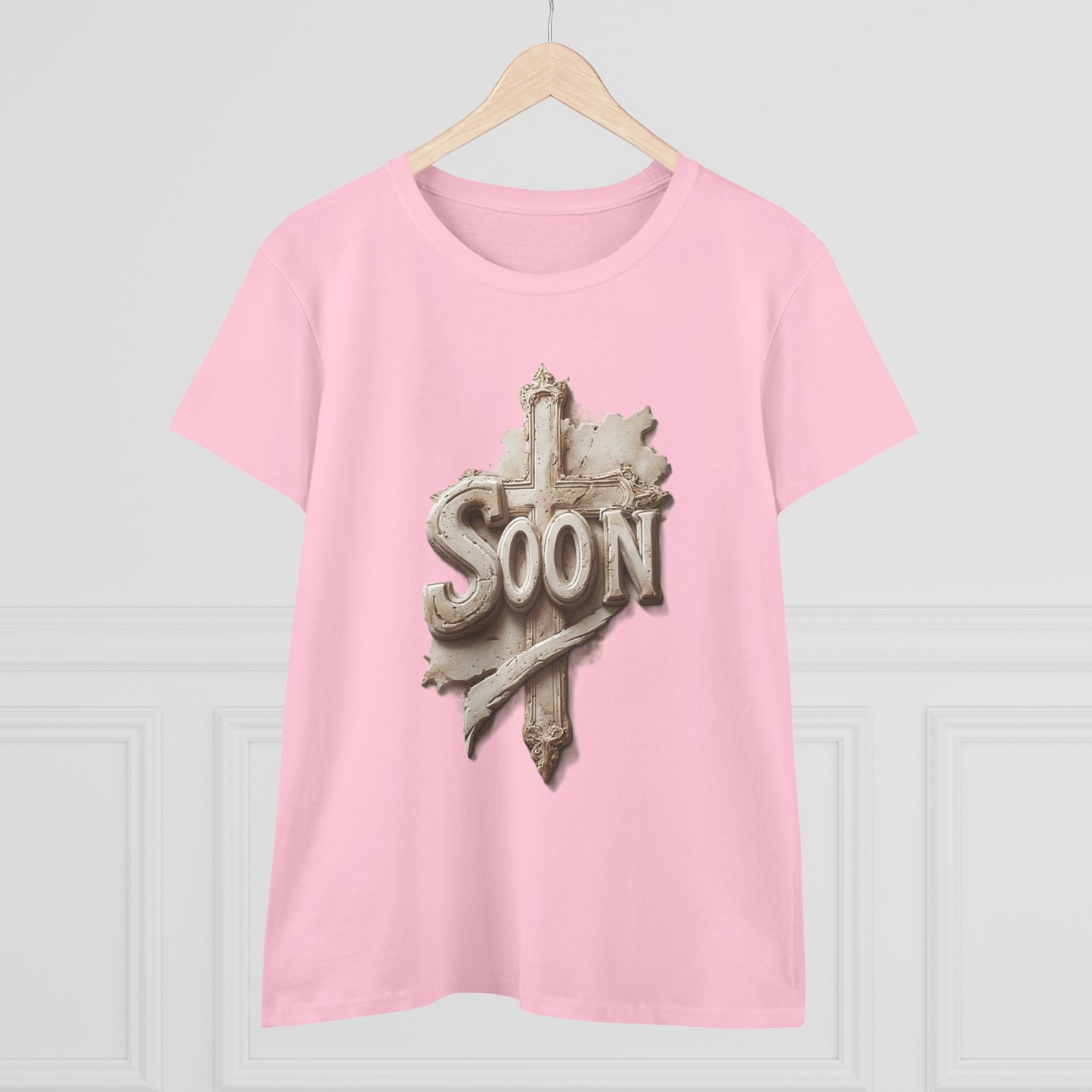 “Soon” Cross Women’s Christian Tee – Bold Faith Made Beautiful