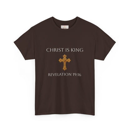King of Kings, Lord of Lords Men’s Scripture Tee – Christ is King (Revelation 19:16) (White Lettering)