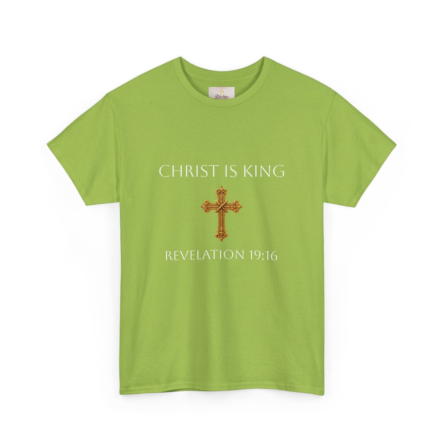 King of Kings, Lord of Lords Men’s Scripture Tee – Christ is King (Revelation 19:16) (White Lettering)