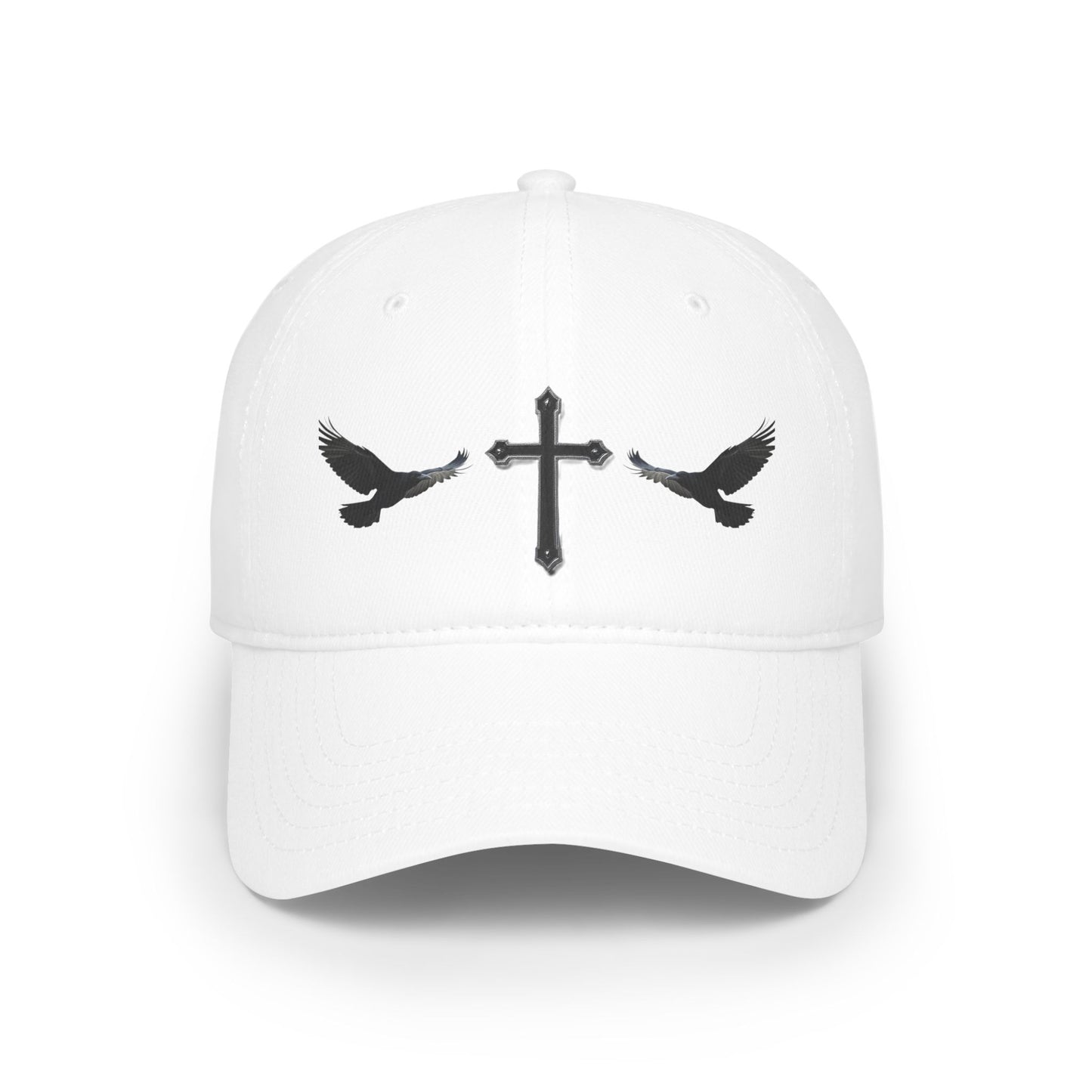 Wings of Providence” – Black Cross & Crow Embroidered Cap